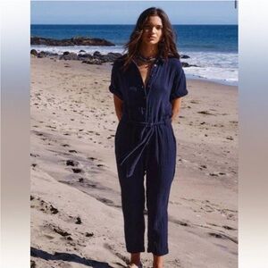 Xirena Theo Jumpsuit Cotton Gauze Size XS Navy Blue Summer Spring Casual Neutral